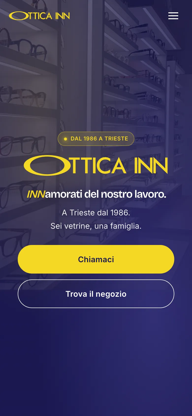 Il sito di Ottica Inn visto da smartphone.